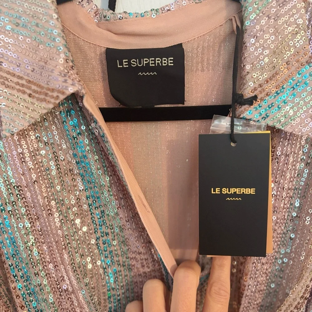 LE SUPERBE MINI MIKO DRESS AQUA RAINBOW size 4 NWT $495๐ - Picture 8 of 14